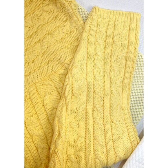 VTG Paul Harris Design Yellow Cable Knit Sweater Large 55% Ramie 45% Cotton - Picture 12 of 12